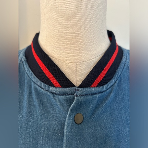 Denim Shirt with Baseball Collar - Picture 2 of 8